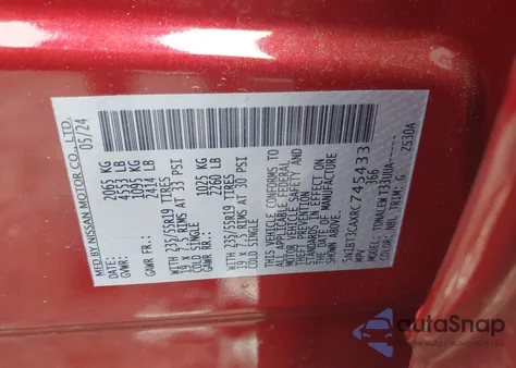 2024 Nissan Rogue Sl Fwd из США, поврежденный, VIN 5N1BT3CAXRC745433